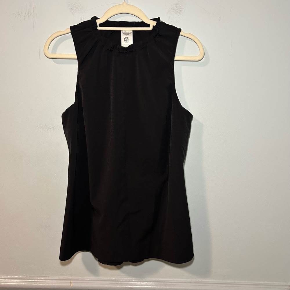 Athleta Black Air Out Ruffled Collar Cinched Tank Top Size Medium